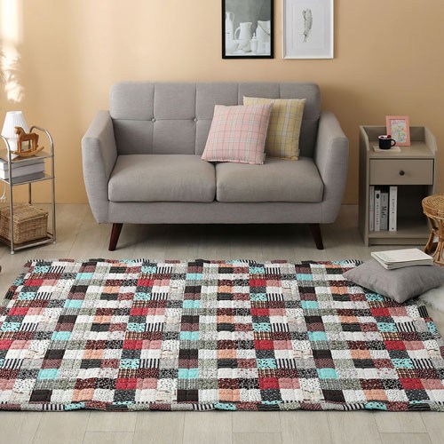 아르지오 부드러운 레트로 퀼트 순면 러그 카페트 SS Q LK, 민트브라운