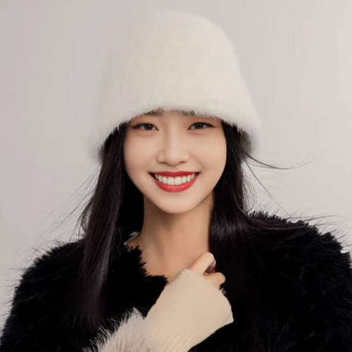 앙고라 버킷햇 벙거지 밍크 털모자 화이트 블랙