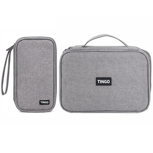 팅고 미니 디지털 수납용 케이블 파우치 2단, 그레이, 1세트