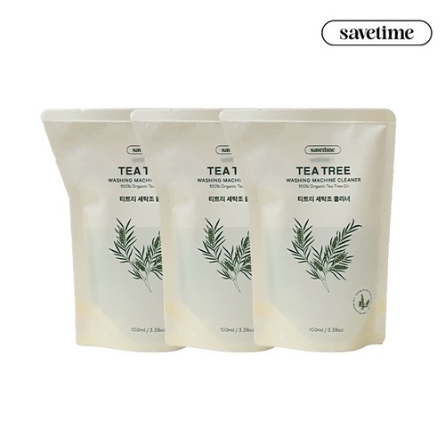 세이브타임 티트리 세탁조 클리너 3개 일반 드럼 통돌이 세탁기 통세척 청소 세제, 100ml