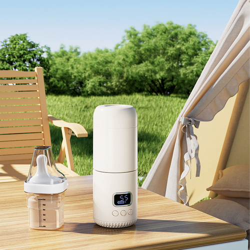 브랜디아이 분리세척 가능한 휴대용 분유포트 무선 발열포트, 화이트 스테인리스타입, 10,000mAh, 고속충전기 미포함