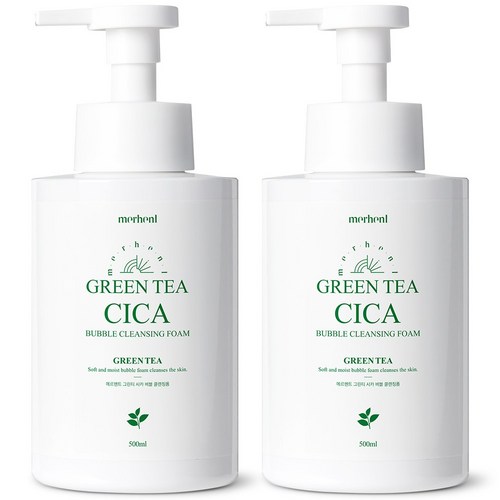 1+1 메르헨트 그린티 시카 버블 클렌징폼 500ml 약알칼리 딥클렌징 세안제 클렌저 폼클렌저, 2개