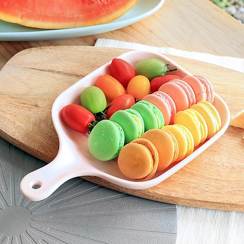 손잡이 접시 사각 멜라민 어린이 식기 홈파티 다회용 그릇, 05 핑크, 1개