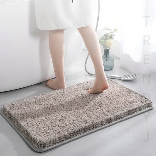 TrendyJ 빨아쓰는 발매트 욕실 주방 호텔 먼지없는 워셔블 사계절 융모 발매트, 그레이