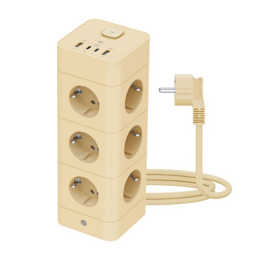 에코너 타워 멀티탭, 3단 16구 / 바닐라베이지, 1개