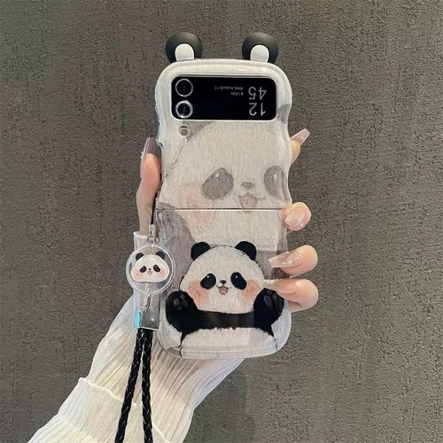 갤럭시 z플립6 핸드폰 케이스 플립5 4 3 팬더 판다 캐릭터 스트랩