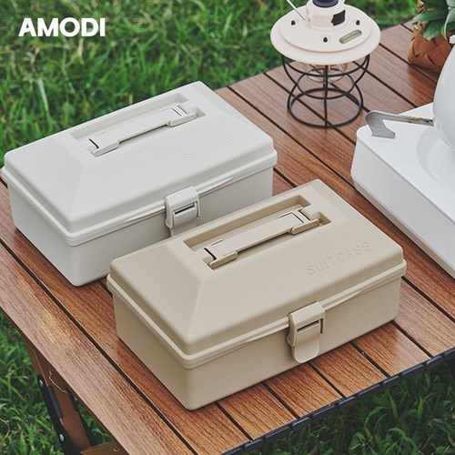 아모디 감성캠핑 악세사리 미니 공구함, 1개, 다크베이지