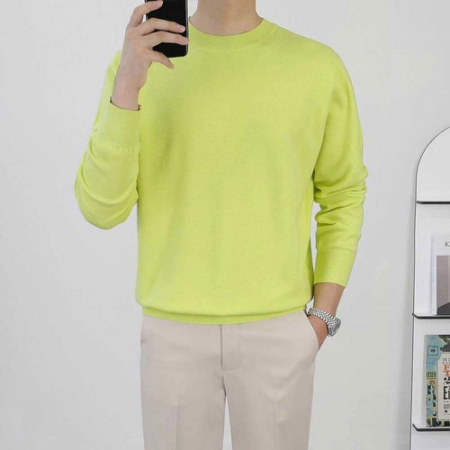 로코비전 부드러운 캐시미어 스판 니트 오버핏 비스코스 남자 스웨터