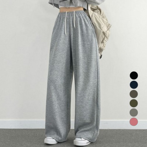 위드후이린 여성용 인생핏 트레이닝 밴딩 와이드 팬츠 롱기본 2단 기장