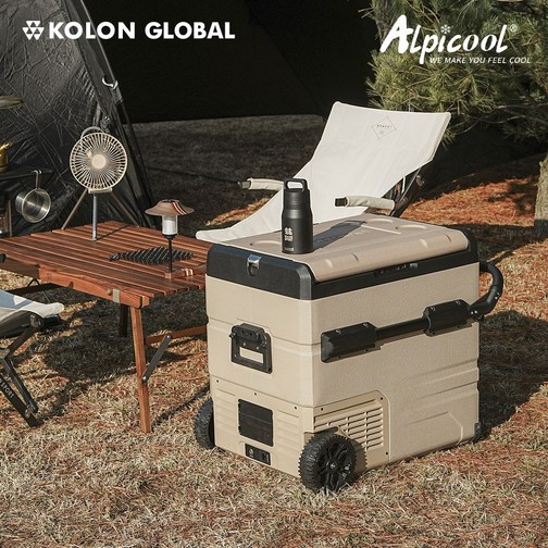 코오롱 공식판매 알피쿨 X시리즈 정품 캠핑 차량용 냉장고 블루투스 이동식 낚시 화물, 54L  X55, 샌드베이지