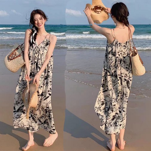 비비디아 Bibidia 여성 나시롱 원피스 캐주얼 치마 브이넥 시원한소재 5396