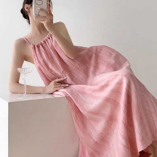 차쿠 휴양지 여성 비치원피스 홀터나시 러블리 비치 원피스