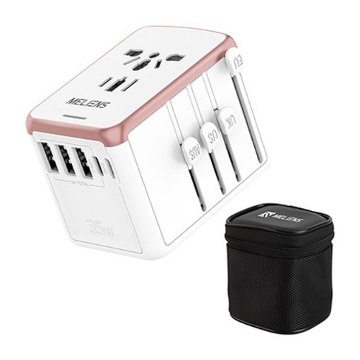 멜리언스 해외여행용 5포트 초고속충전 멀티 어댑터 화이트 PD35W MLOL1, 1개