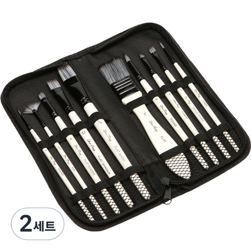 리즈제이 화방용품 아크릴화 빽붓 + 천가방 세트 03 흰색 막대 검정색 흰색 나일론 울