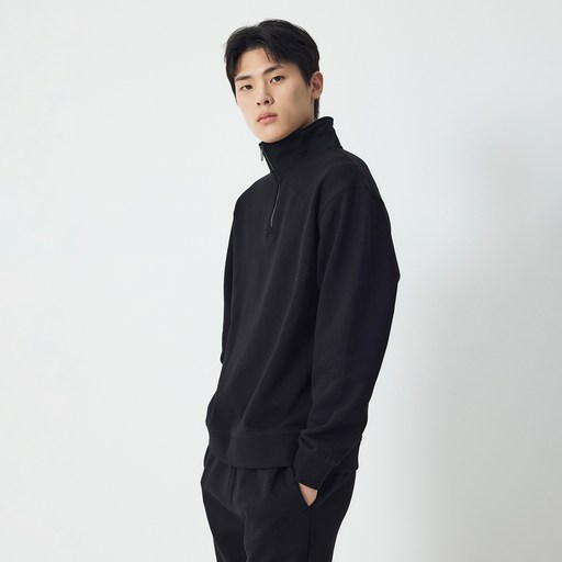 JAJU(자주) 남성용 하프 집업 스웨트 티셔츠