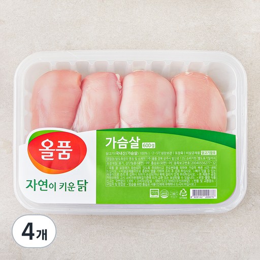 올품 무항생제 인증 자연이키운닭 가슴살 (냉장)