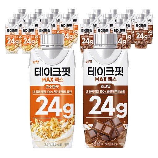 테이크핏 맥스 프로틴 250ml 고소한맛 12p + 초코맛 12p