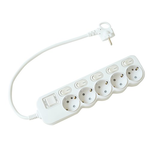 에코파워탭 LED 개별 과부하차단 멀티탭 전선형 5구 EPM-L305SS + 안전커버 랜덤발송