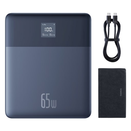 베이스어스 블레이드2 고속 대용량 7.3mm 보조배터리 12000mAh 65W + C타입 고속 충전 케이블 세트