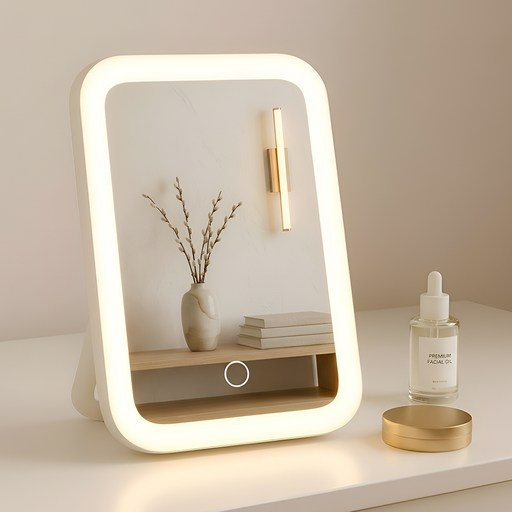 보나리빙 휴대용 접이식 LED 화장 거울 C타입 소형
