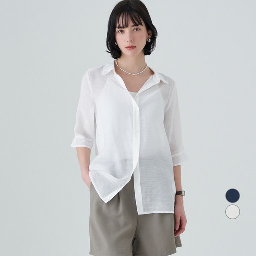 ELLE PARIS 릴렉스핏 쿼터슬리브 데일리 실키 블라우스