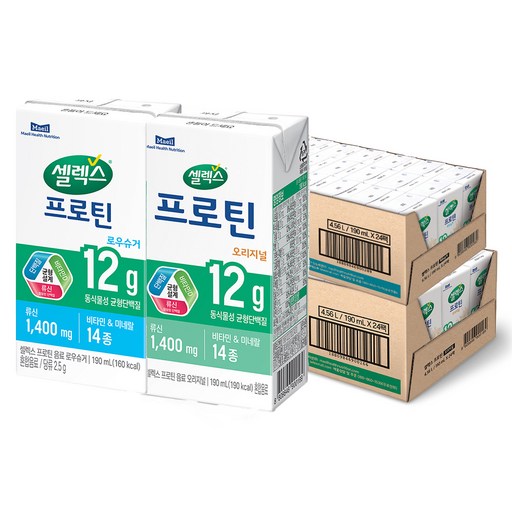 셀렉스 프로틴 오리지널 190ml 24p + 로우슈거 190ml 24p