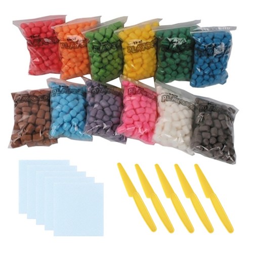 플레이콘 12색 + 칼 5p + 물 묻히는 패드 5p