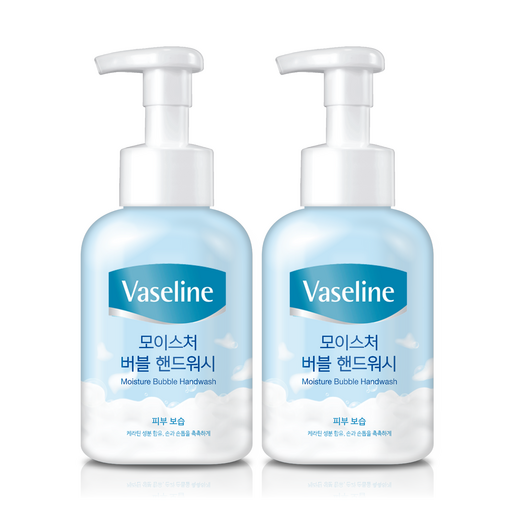 바세린 모이스처 버블 핸드워시 500ml 2개 – 최고급 모이스처링 효과, 2배로 오래 사용 가능!