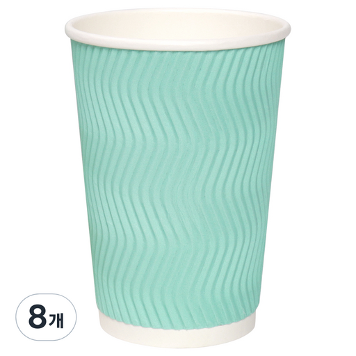 해피팩 한결 단열 웨이브 카페 종이컵 민트 380ml
