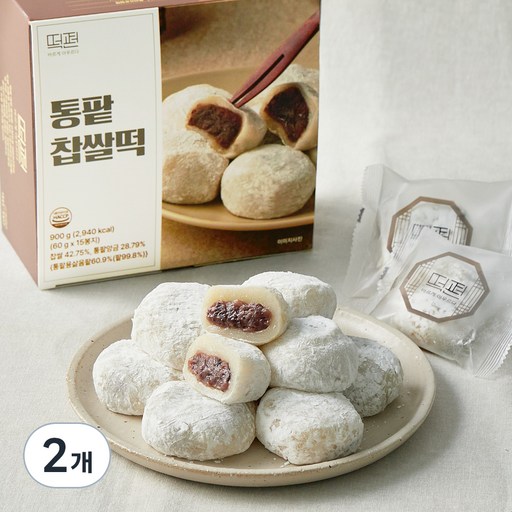 떡편 갓 만든 통팥 찹쌀떡