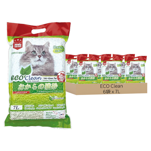 ECO Clean 豆腐貓砂, 6袋, 7L, 綠茶