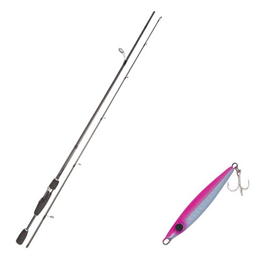 영규산업 블루포스 스타 젠 루어 낚싯대 S66ML + 다미끼 발해 메타지그 스푼 루어 14g 005 PINK