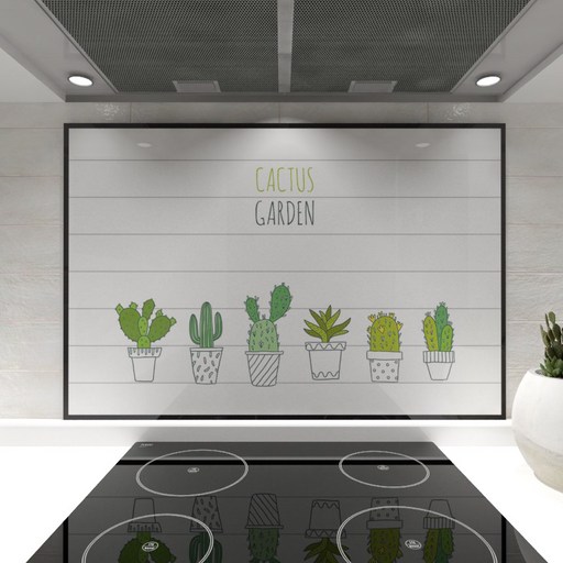 웰룸 주방아트보드 L 855 x 600 mm 선인장정원1