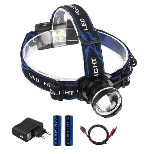 LED 충전식 1300루멘 헤드랜턴 XM-L2 + 어댑터