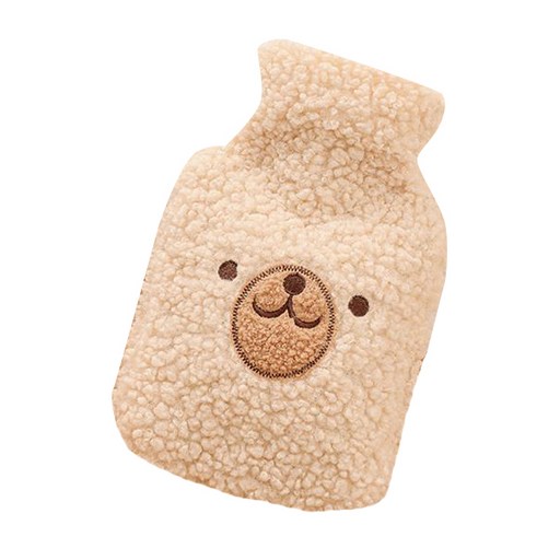 퀵살림 방한 귀여운 보온 물주머니 03 살구 곰 얼굴 500ml
