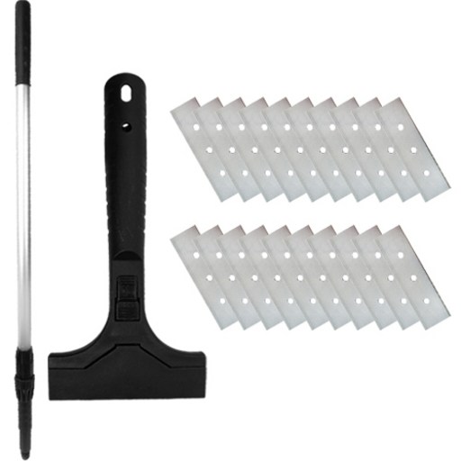 월드크린 원터치 롱 흑칼집 스크래퍼 + 2단봉 + 칼날 20p