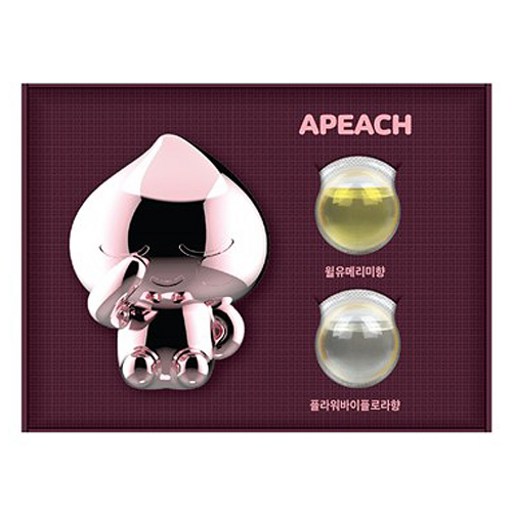 아우라 카카오프렌즈 차량용 통풍구 클립형 방향제 메탈어피치 + 리필 2ml x 2종 세트