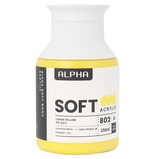 알파색채 소프트바디 아크릴물감 A 802 Lemon Yellow