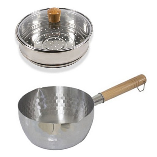 UH홈데코 인덕션 스텐 편수 냄비 20cm + 찜기 세트