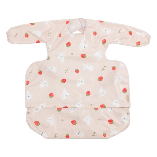 babyclo 自主進食圍兜 長袖拉鍊款, 兔子米色, 1入, 1個
