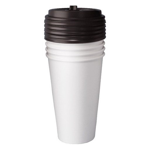 블룸엣홈 카페 무지 종이컵 480ml x 25p + 뚜껑 블랙 25p 세트