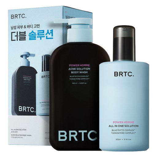 비알티씨 파워 옴므 더블 솔루션 올인원 200ml + 바디워시 500ml 세트