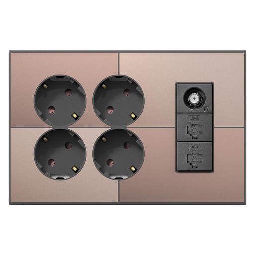 갤러리 통합수구 콘센트 4구 + CATV 2방 + RJ45 2구 브라운골드