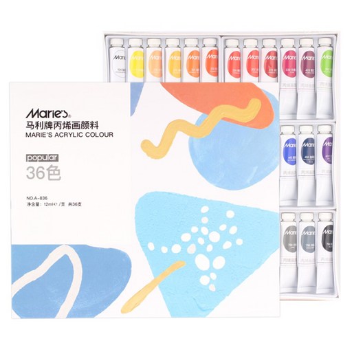 마리에스 시나아트 아크릴물감 12ml 세트 A-836