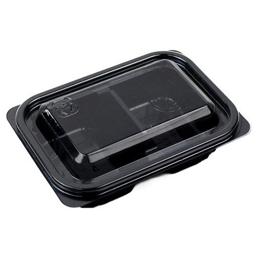 아이엔피 사각 샐러드 용기 2칸 블랙 14 x 10 x 3.6 cm 185ml SK-202-2