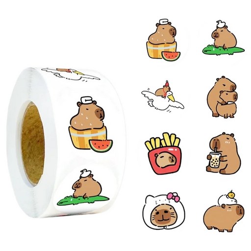 아트조이 원형 카피바라 롤 스티커 500p 세트