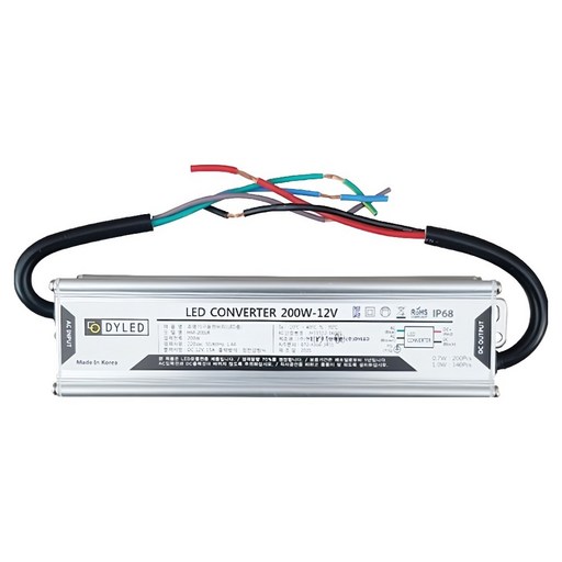디와이엘이디 다영 조명기구용 LED Simple 200W 12V 방수형 컨버터 + 니트릴장갑 2p 세트