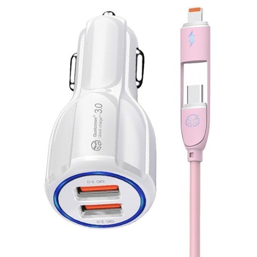 디지지 차량용 35W 시거잭 + 크레용 LED 60W 4IN1 멀티 충전 케이블 1.2m 세트