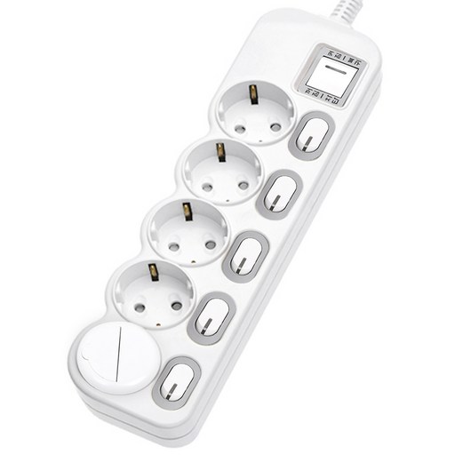 에코파워탭 LED 개별 과부하차단 멀티탭 전선형 5구 EPM-L305SS + 안전커버 랜덤발송