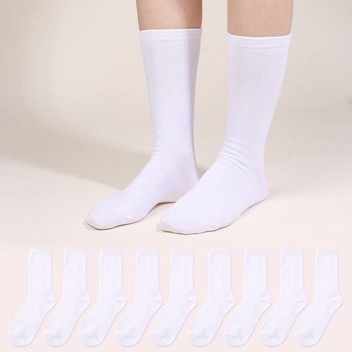 두발로 여성용 프리미엄 무지 장목 양말 10켤레